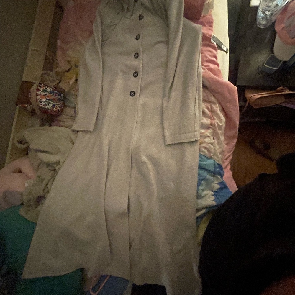 Gray Button-Up Long Coat